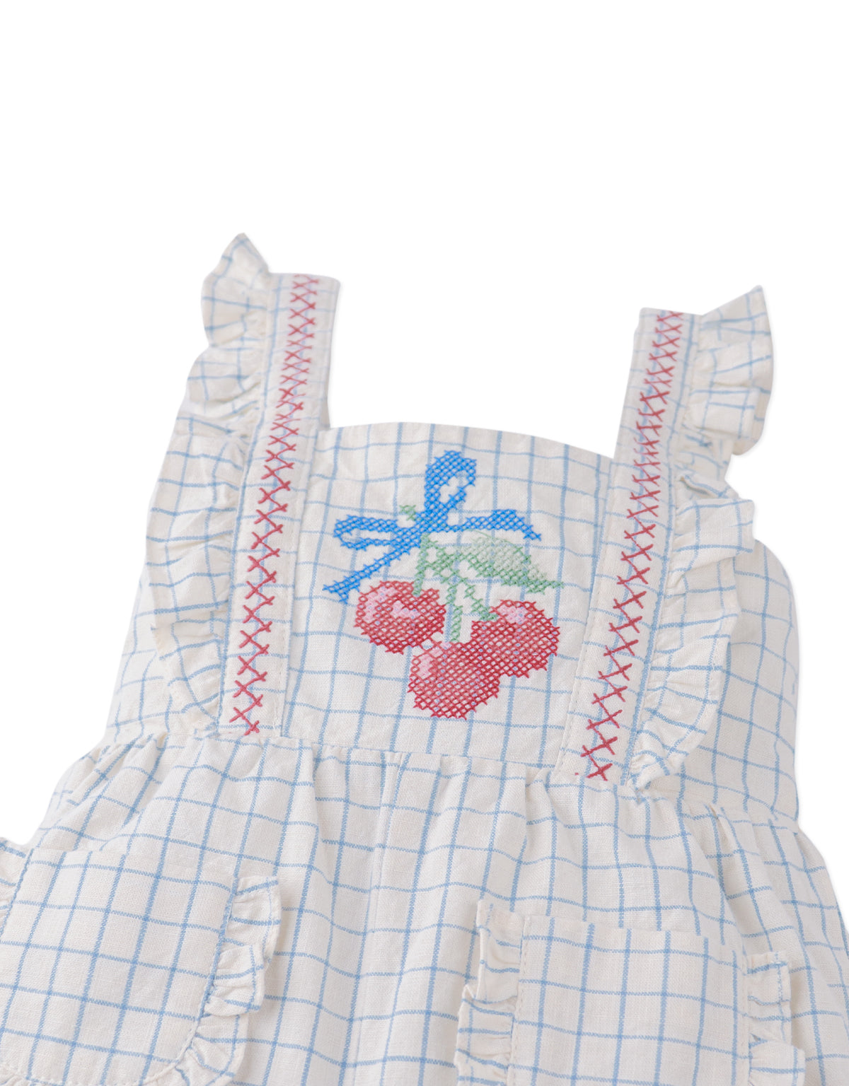 Baby Phoebe Striped Jumpsuit with Ruffles & Embroidered Details
