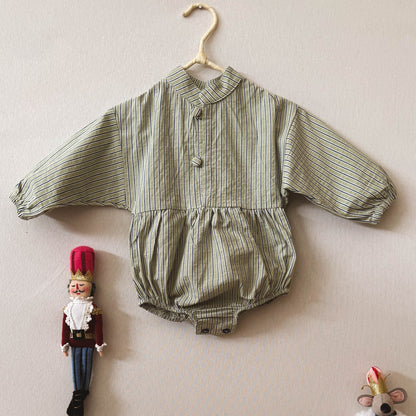 Baby mao collar Green Stripes Body