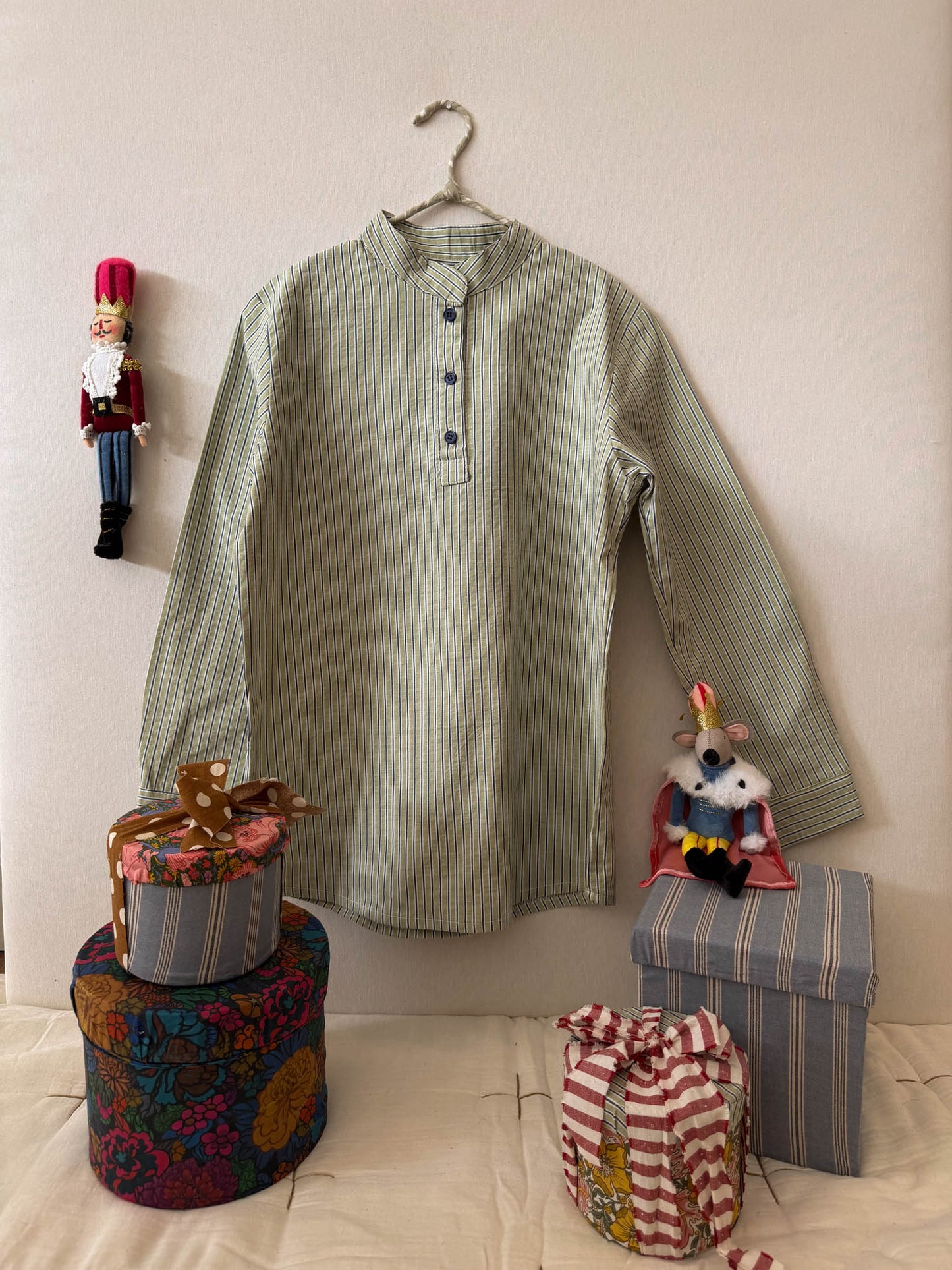 Mao shirt Green Stripes