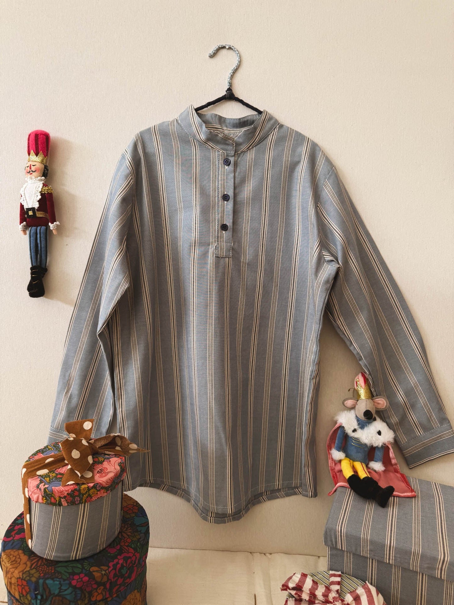 Mao shirt Blue Stripes