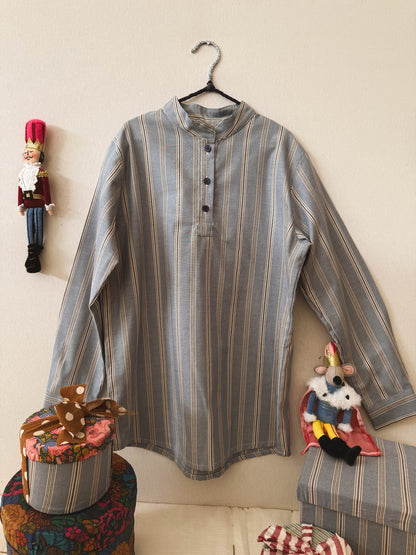 Mao shirt Blue Stripes