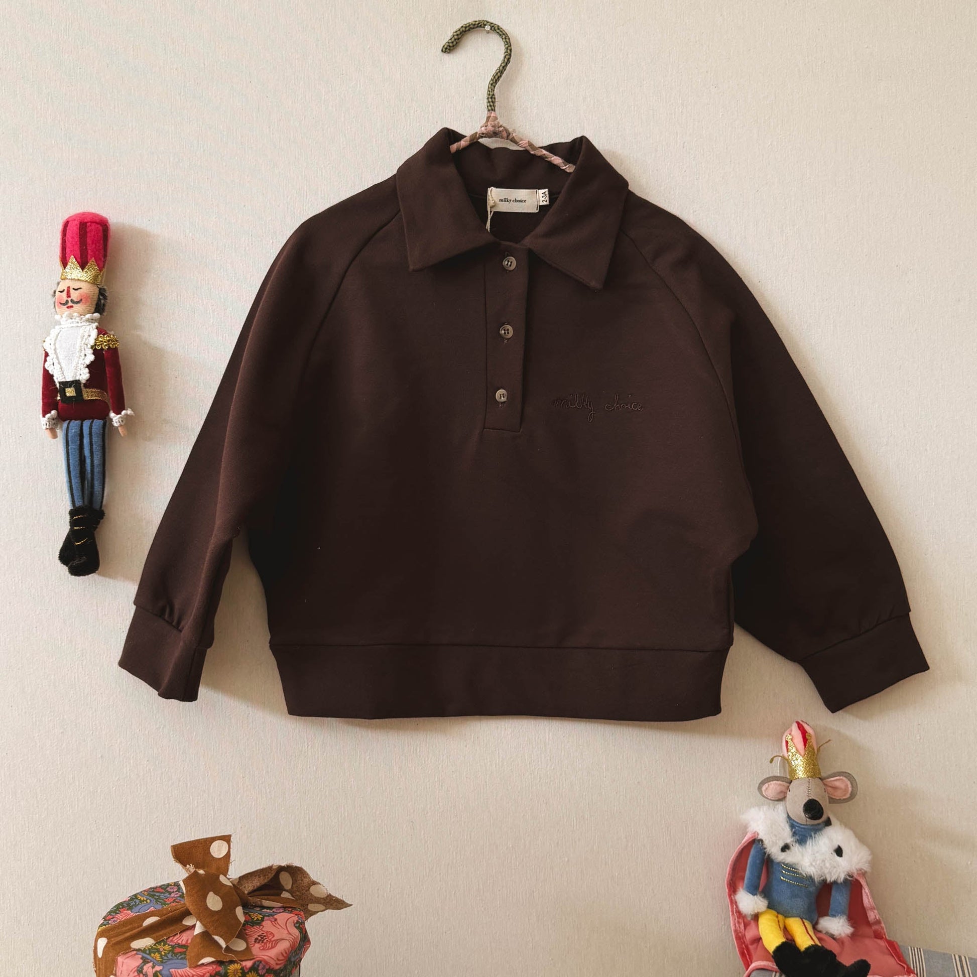 Sweat Polo Shirt Brown