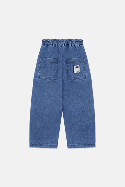 Pom pom dog denim pants