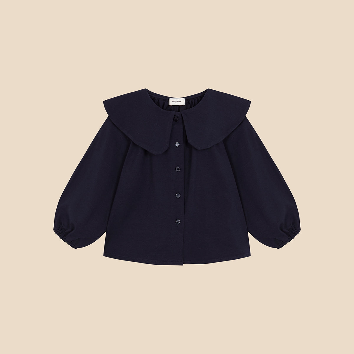 Lapel Collar Blouse Navy Knit