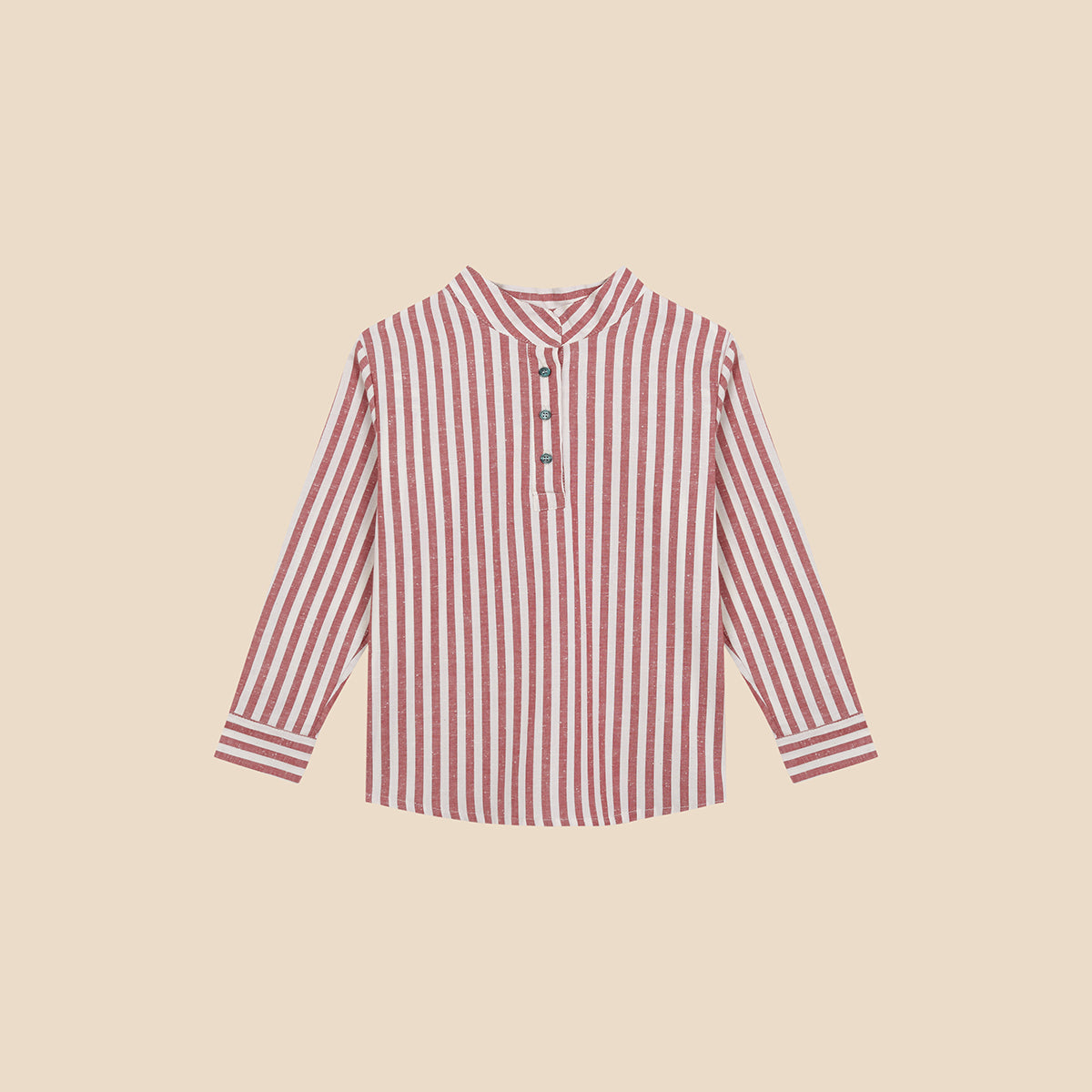Mao Shirt Stripes Bordeaux