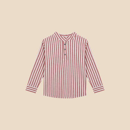 Mao Shirt Stripes Bordeaux