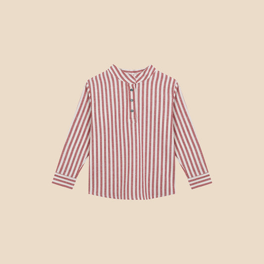 Mao Shirt Stripes Bordeaux
