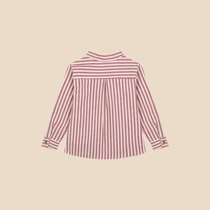 Mao Shirt Stripes Bordeaux