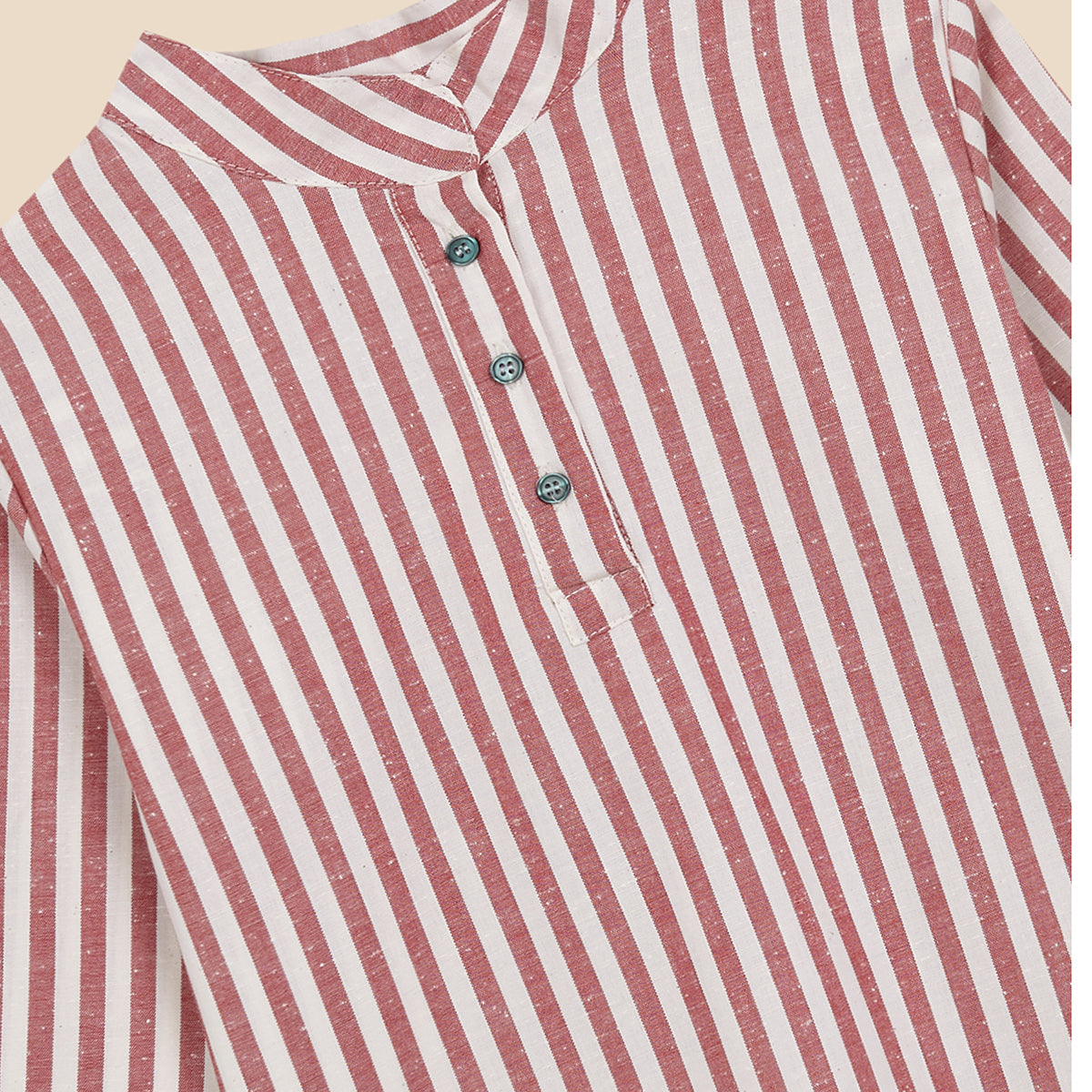 Mao Shirt Stripes Bordeaux