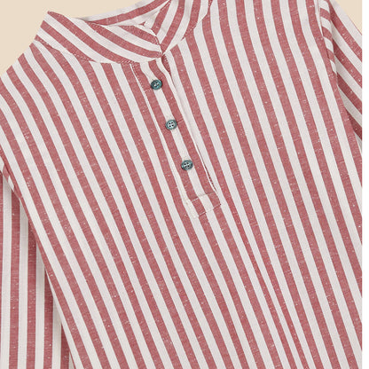 Mao Shirt Stripes Bordeaux