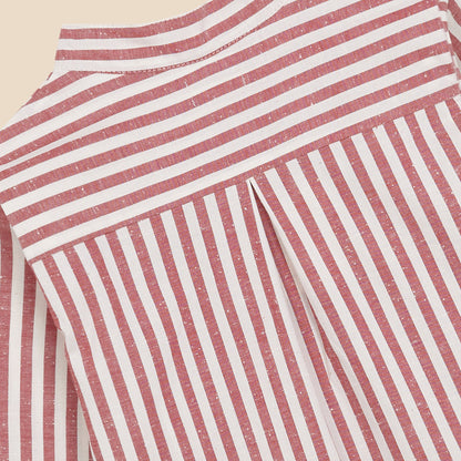 Mao Shirt Stripes Bordeaux