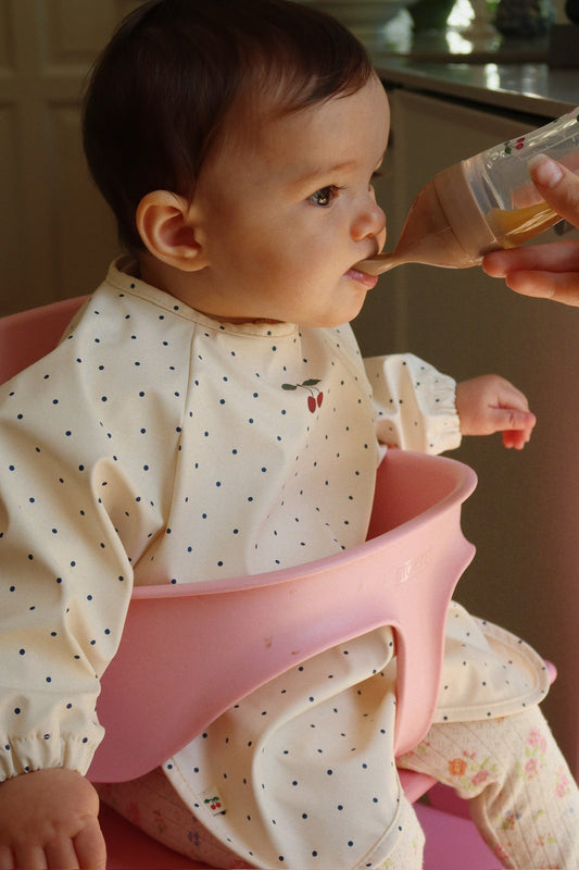 2 PACK DINNER BIB WITH SLEEVES - navy dot/rain washed