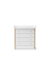 Wood nursery dresser 4 drawers, white/oak