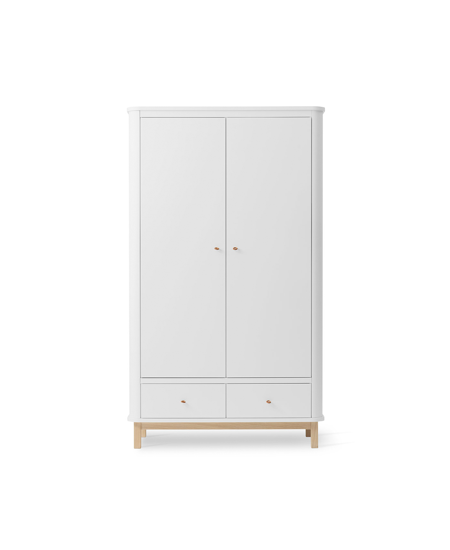 Wood wardrobe 2 doors, white/oak