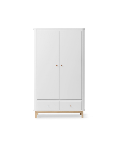 Wood wardrobe 2 doors, white/oak