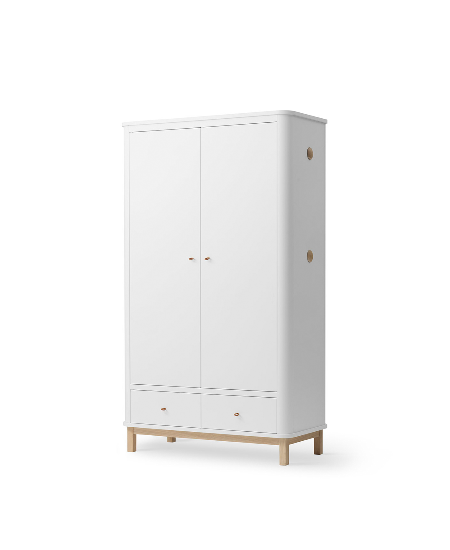 Wood wardrobe 2 doors, white/oak
