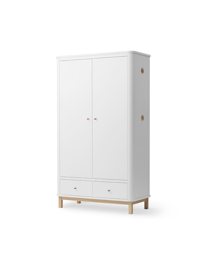 Wood wardrobe 2 doors, white/oak