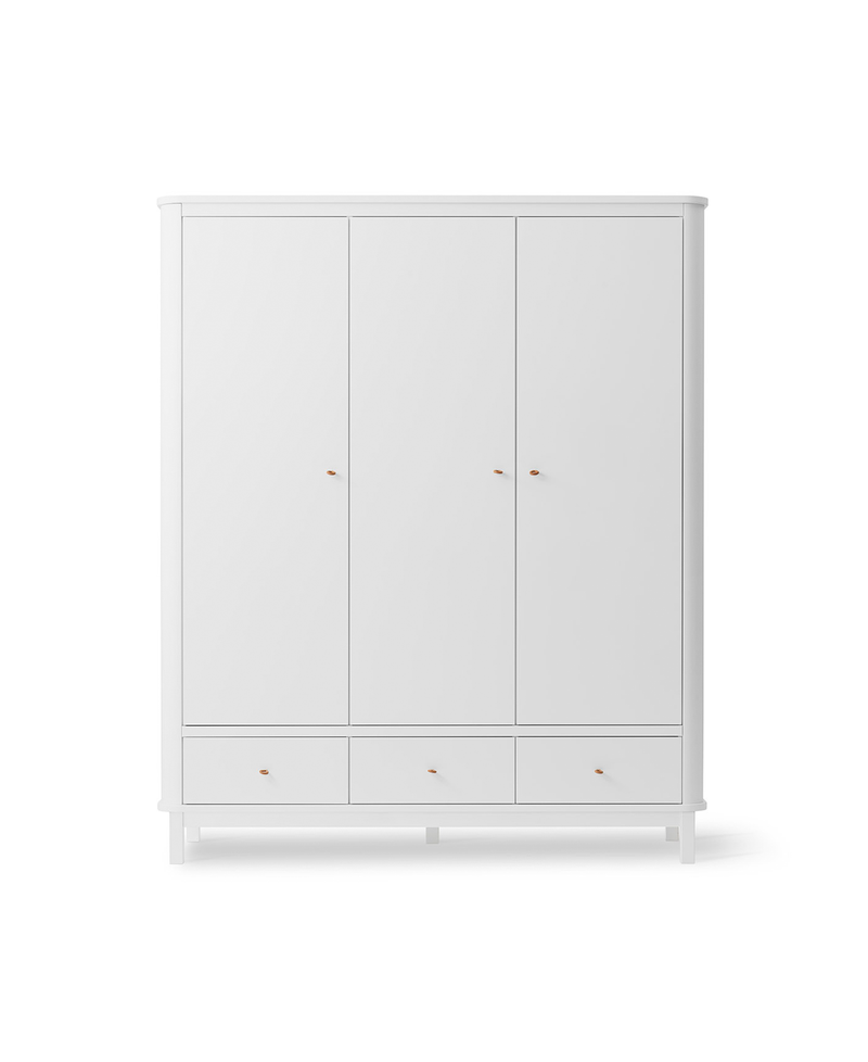 Wood wardrobe 3 doors, white