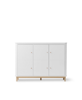Wood multi cupboard 3 doors, white/oak