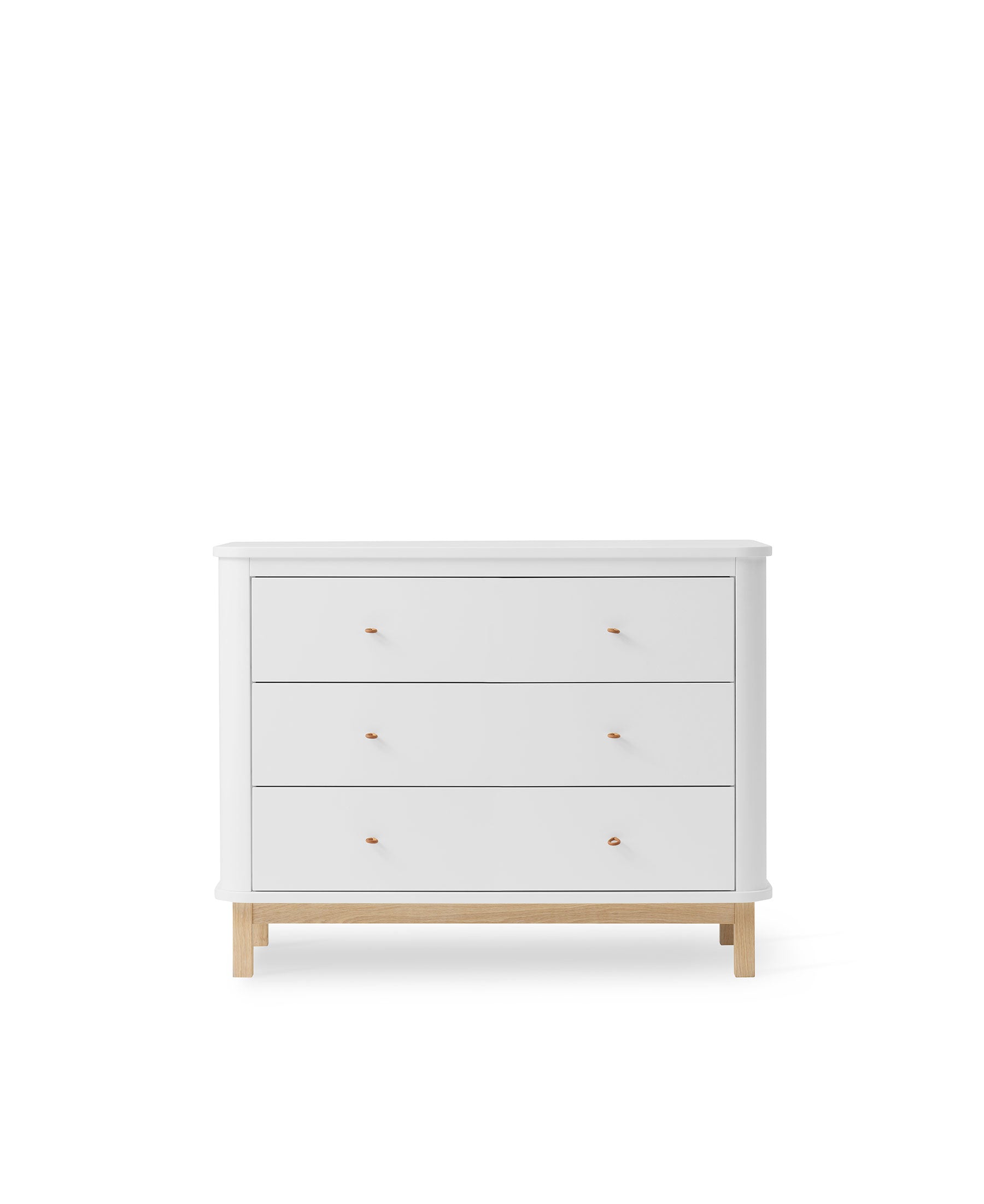 Wood dresser 3 drawers, white/oak