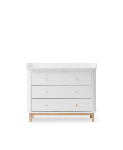 Wood nursery dresser 3 drawers, white/oak