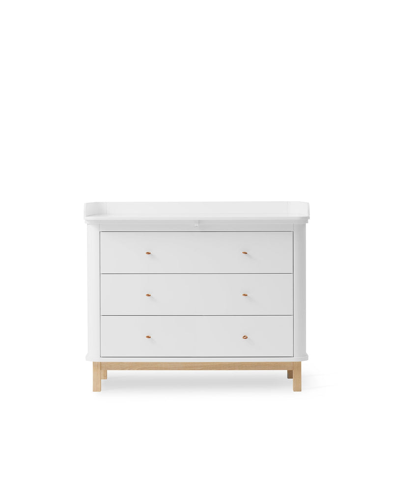 Wood nursery dresser 3 drawers, white/oak