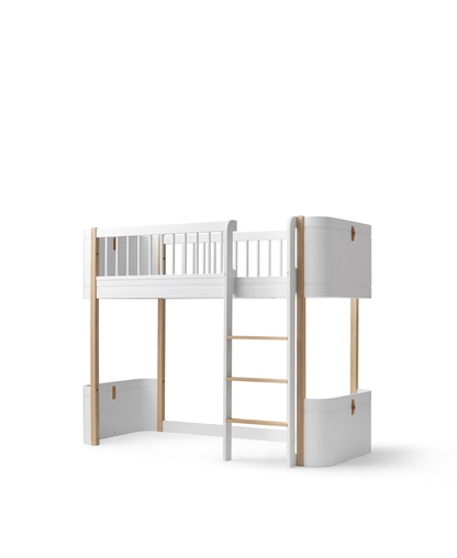 Wood Mini+ low loft bed, white/oak