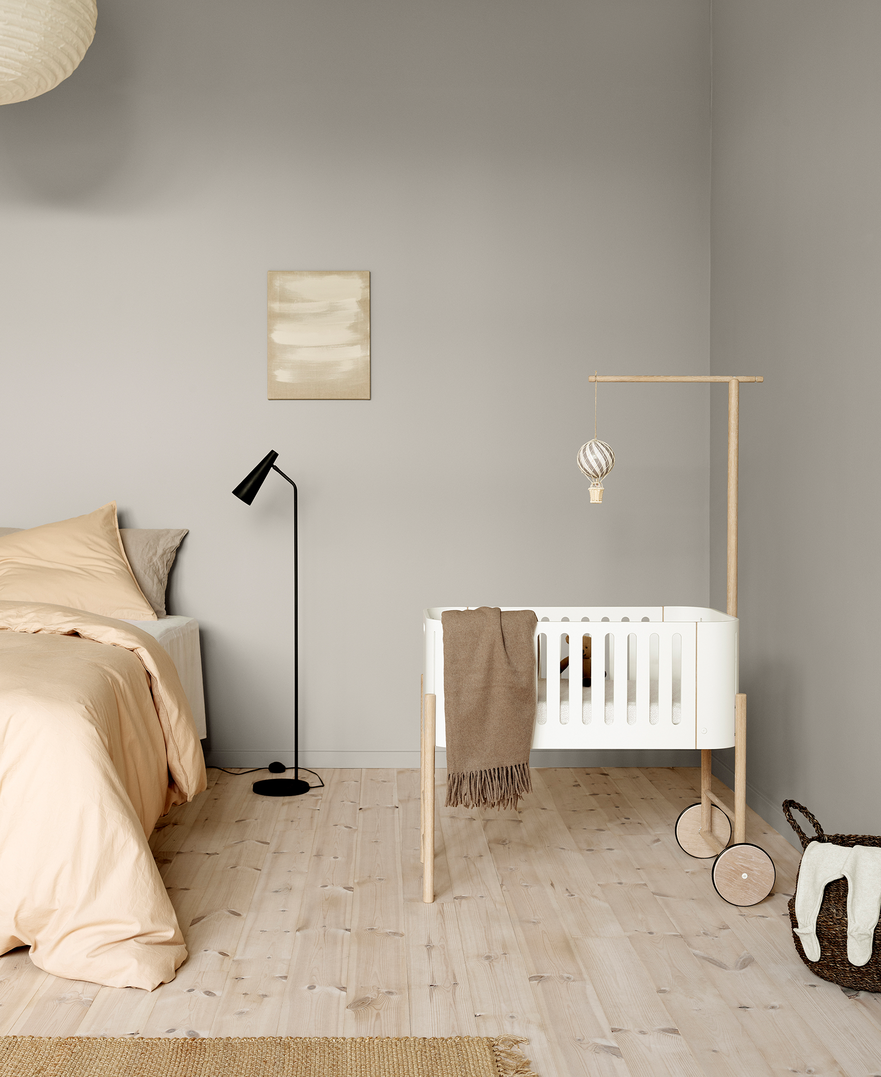 Wood Co-sleeper incl. bench conversion, white/oak