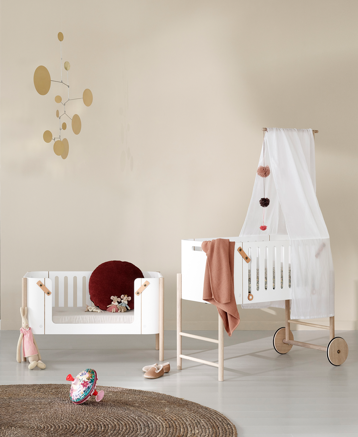 Wood Co-sleeper incl. bench conversion, white/oak