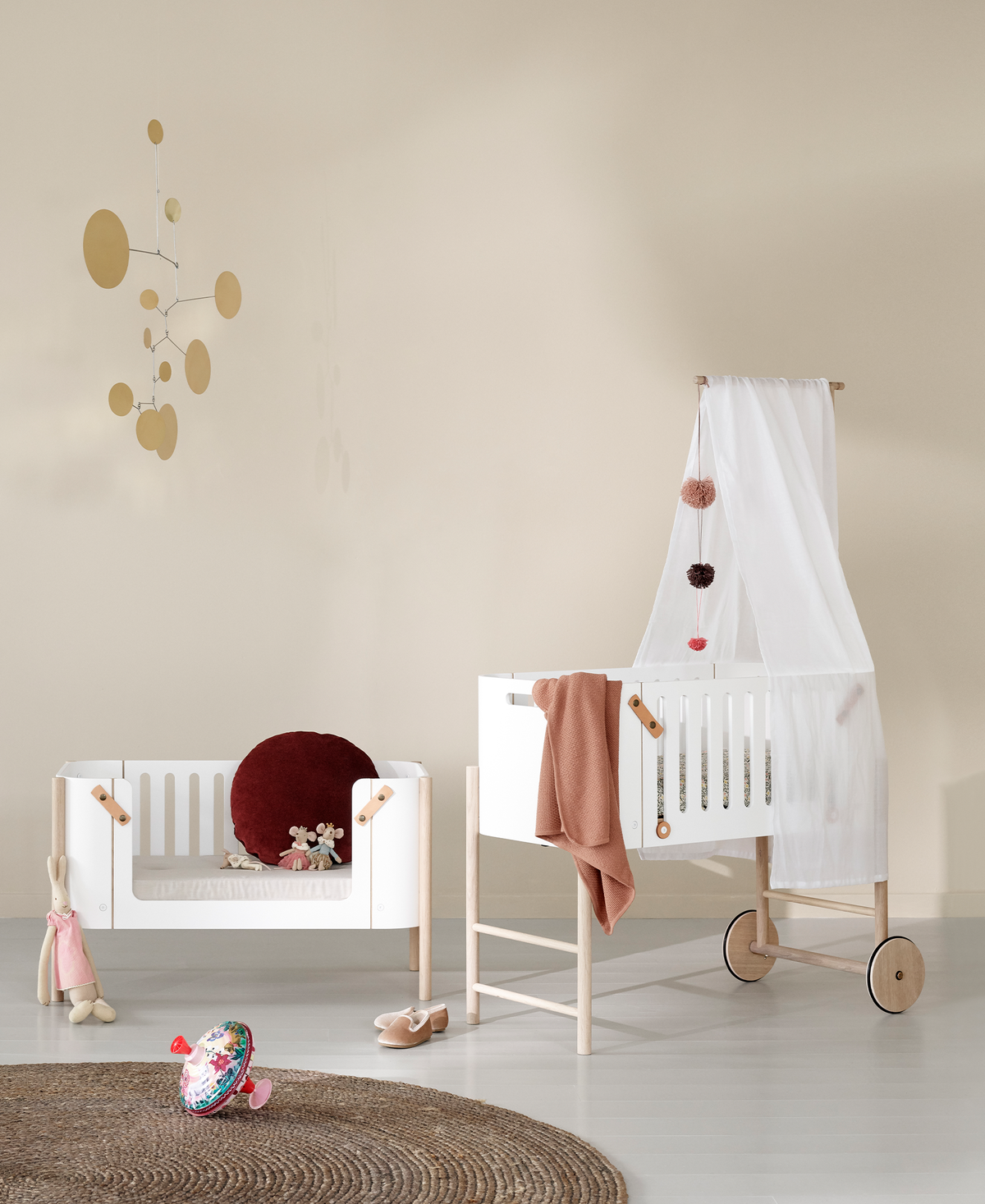 Wood Co-sleeper bed canopy, white