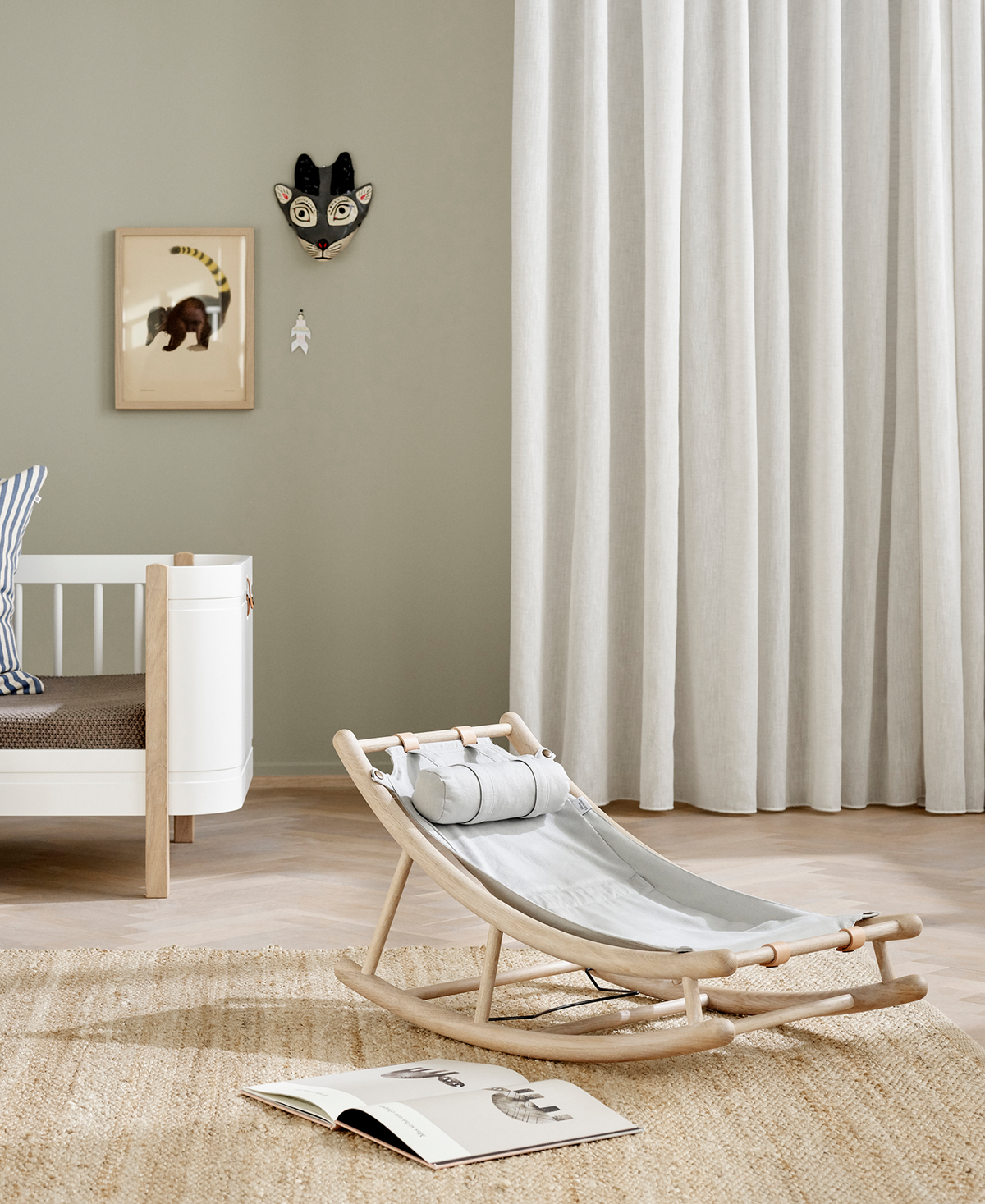 Wood toddler rocker, oak/grey