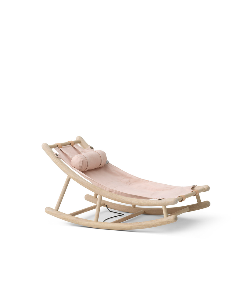 Wood toddler rocker, oak/rose