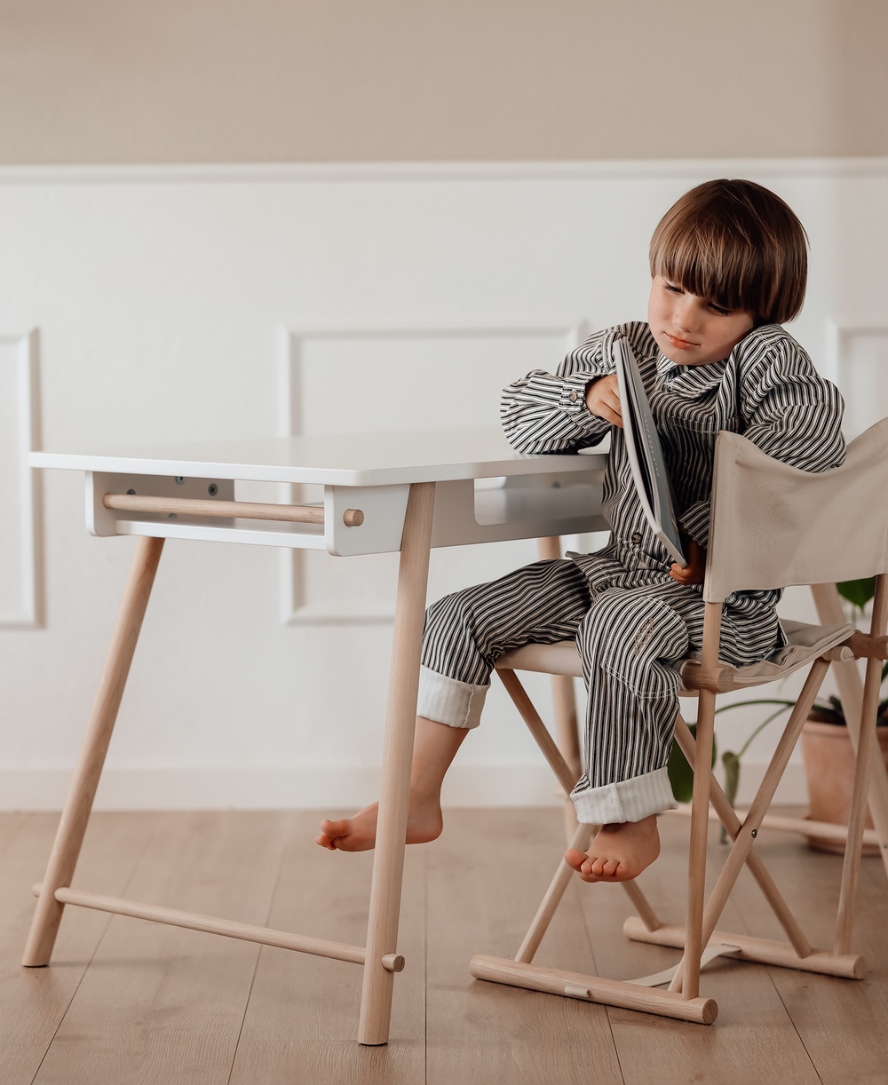 Camp junior desk, adjustable, white/oak