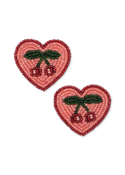 2 PACK HEART HAIR CLIPS - cherry