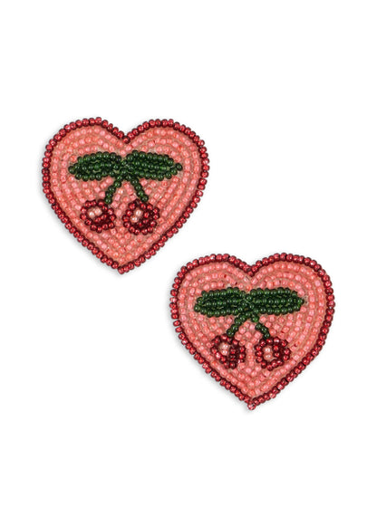 2 PACK HEART HAIR CLIPS - cherry