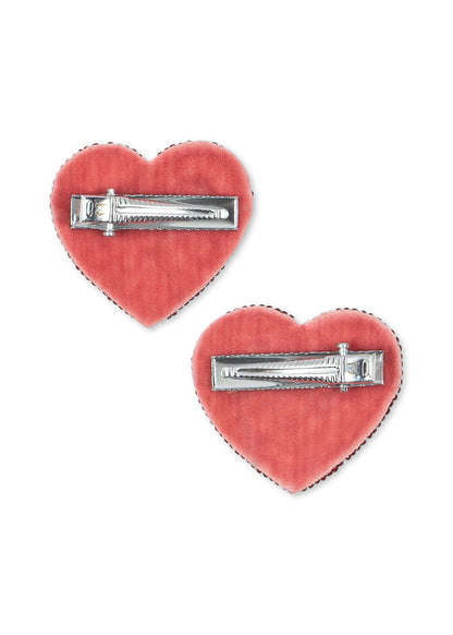2 PACK HEART HAIR CLIPS - cherry