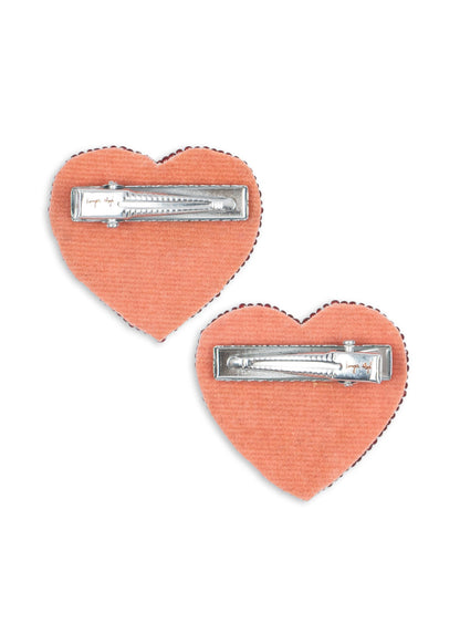 2 PACK HEART HAIR CLIPS - cherry