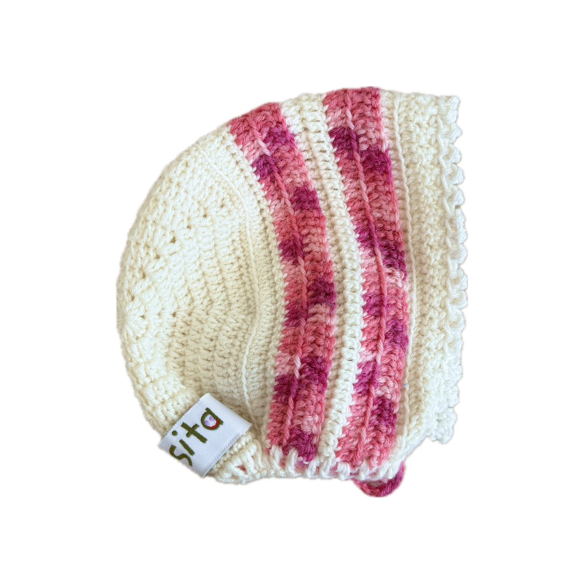 Classic Bonnet Off-white and Pink New Born