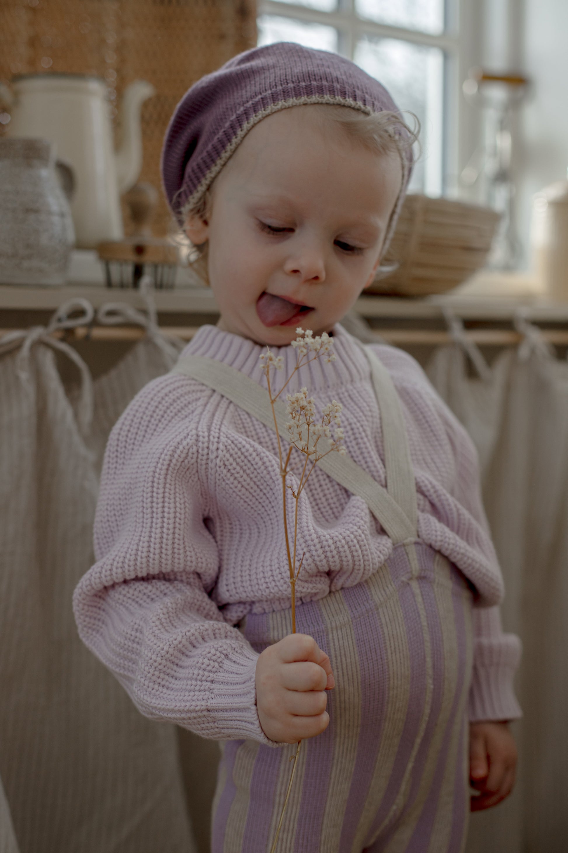 Footless Special Lavender x Cream Striped
