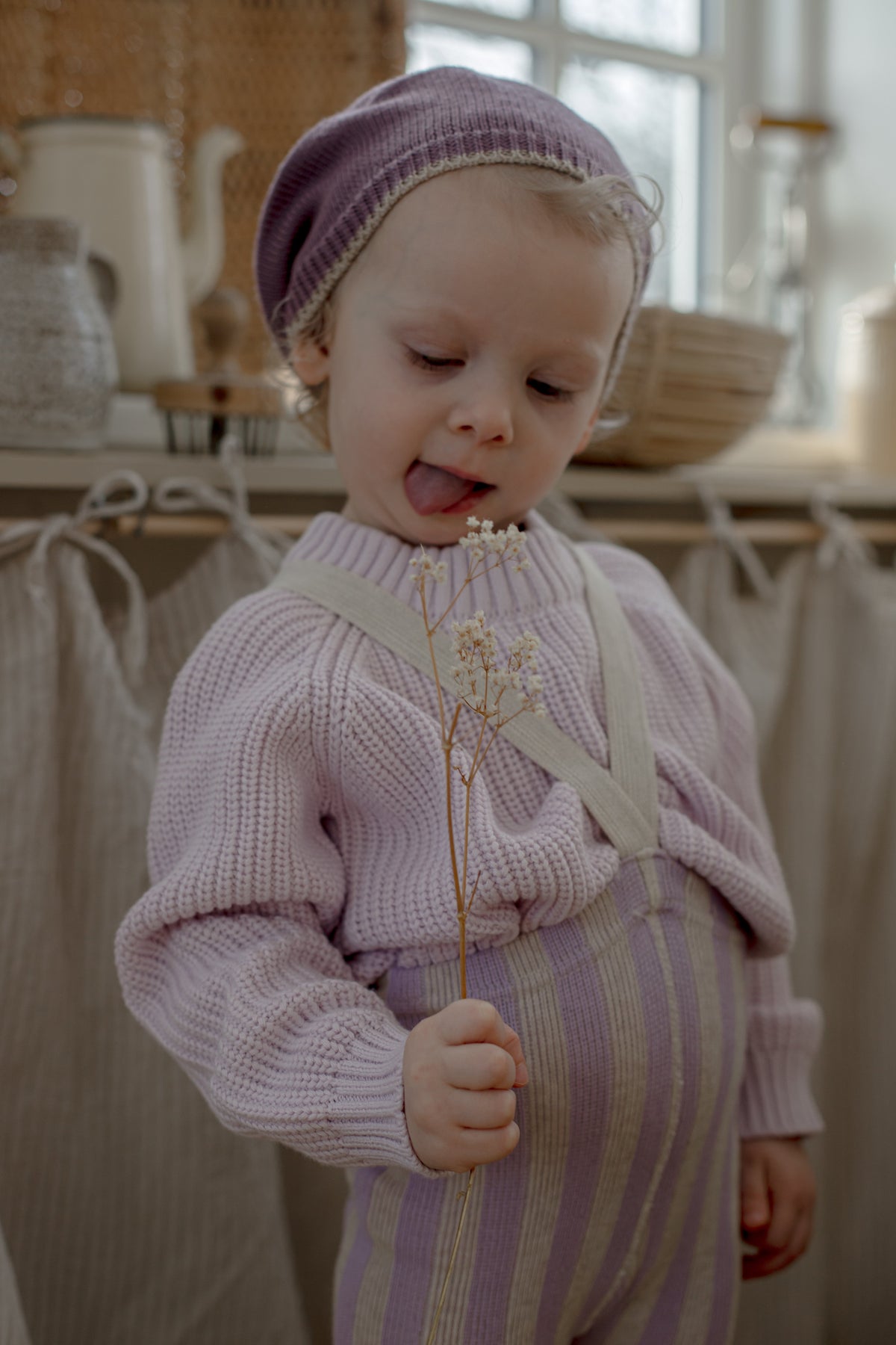 Footless Special Lavender x Cream Striped
