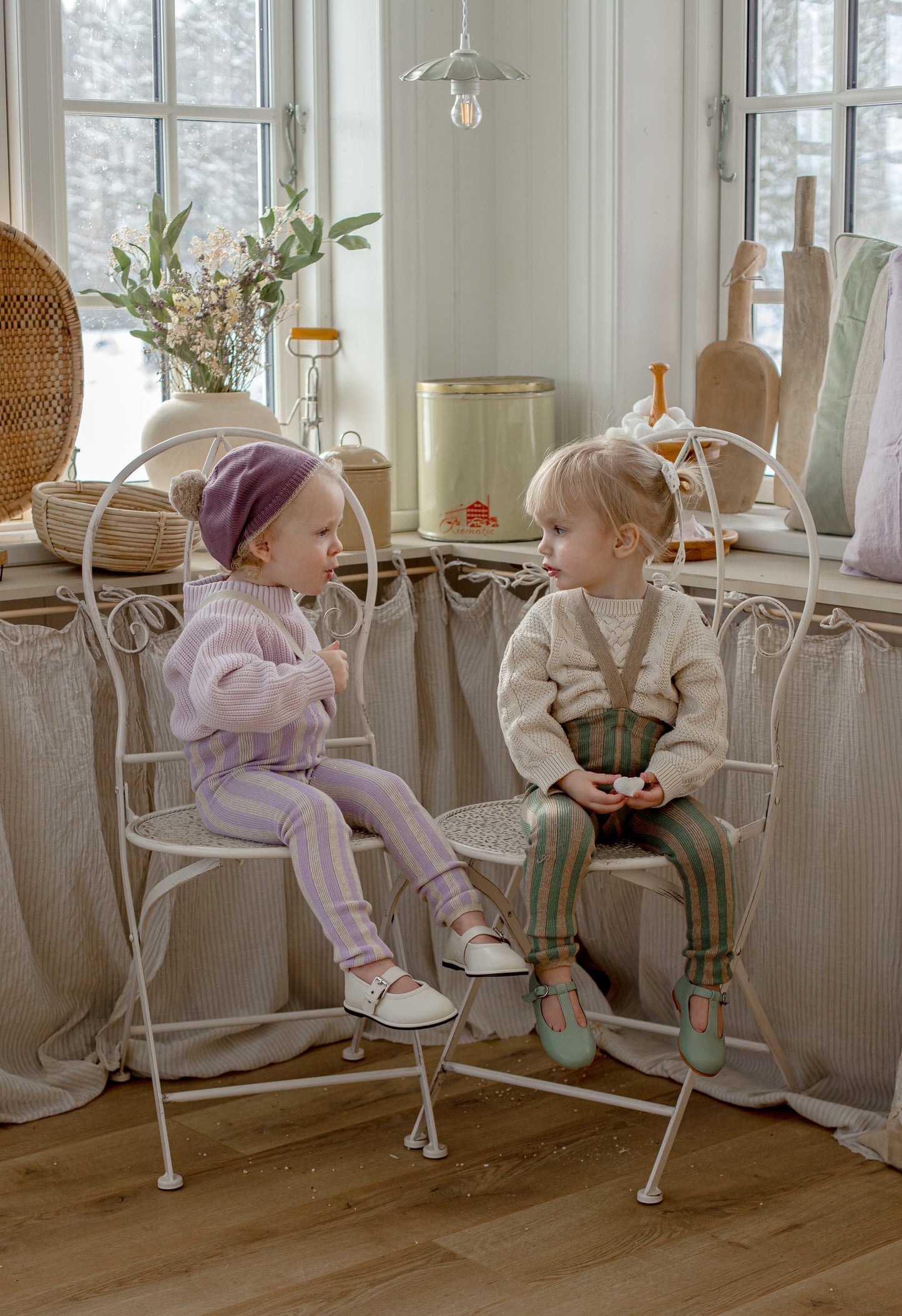Footless Special Lavender x Cream Striped