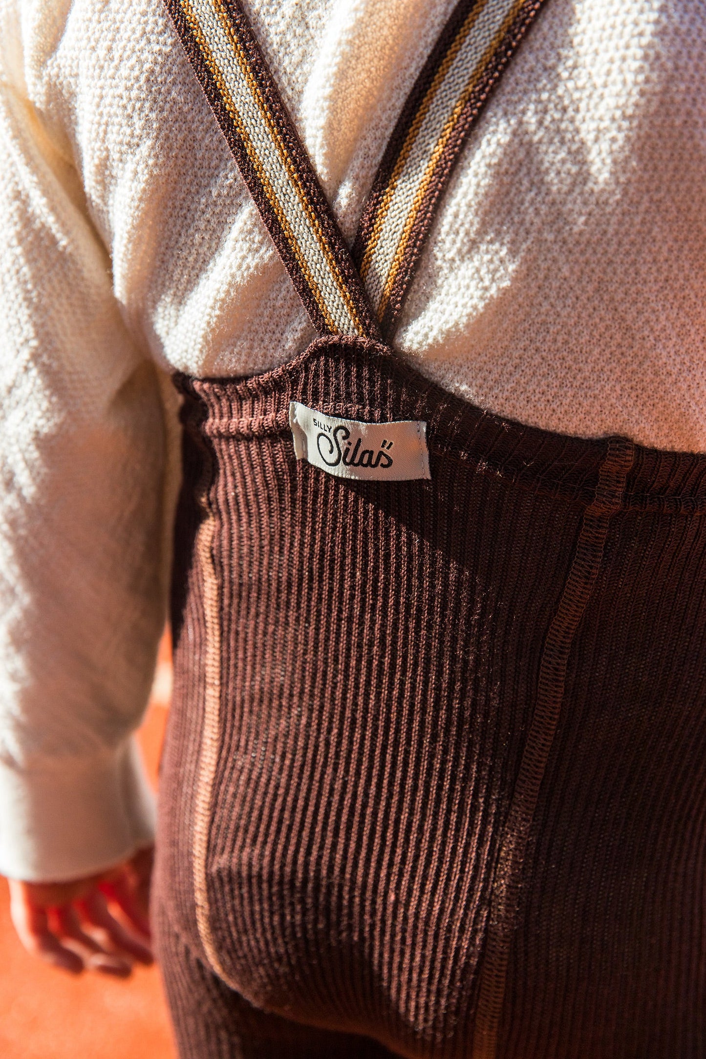 Footless Chocolate Brown Striped