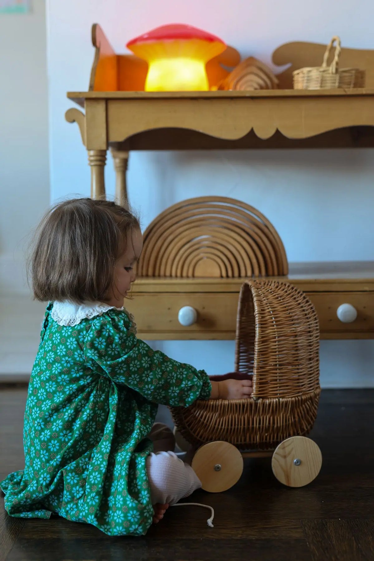 Small wicker doll pram