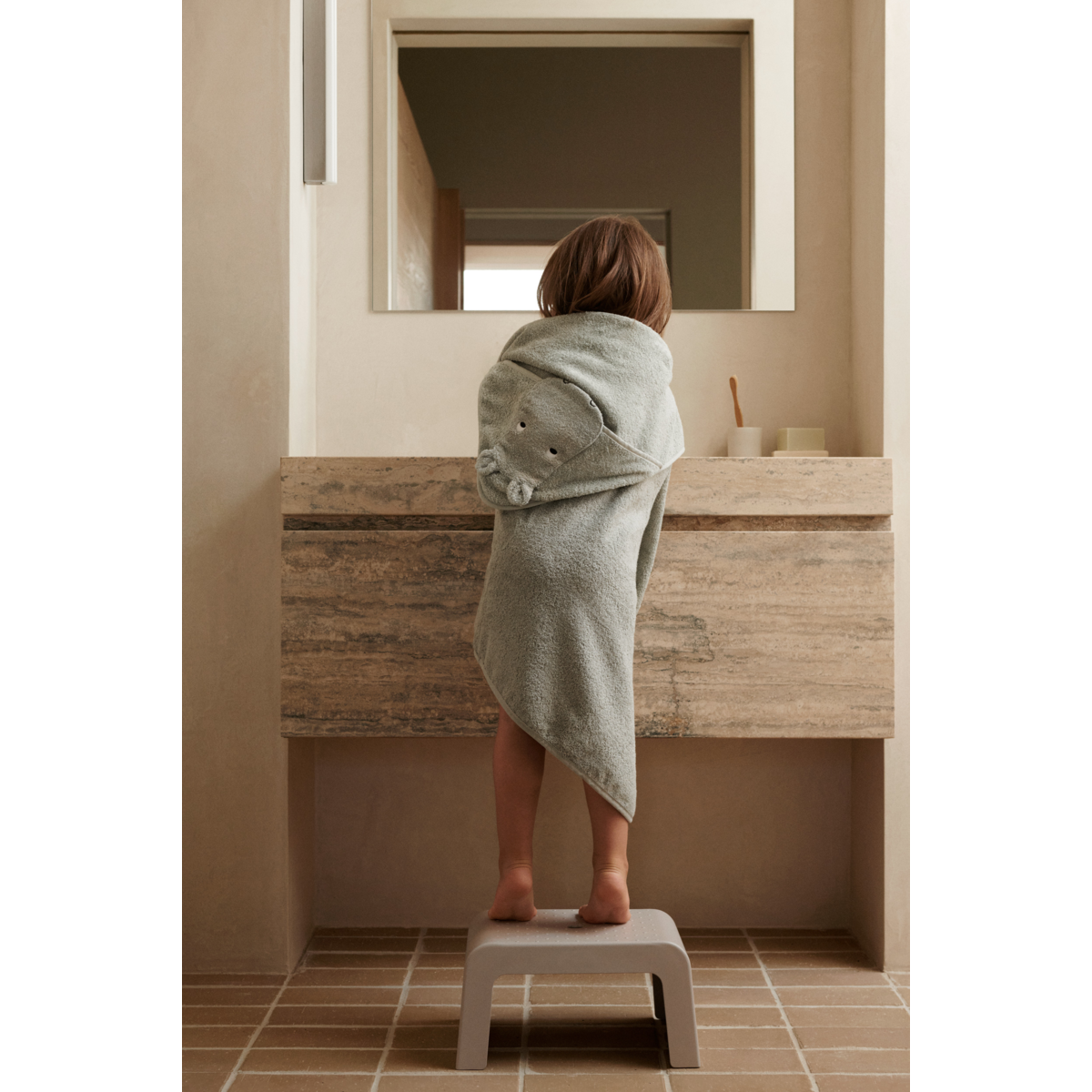 Liewood Albert Hooded Towel - Hippo Dove Blue