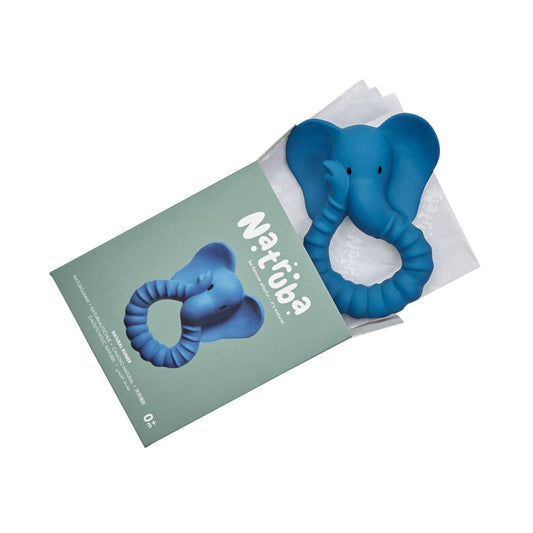 Natural rubber Teether Elephant - Blue