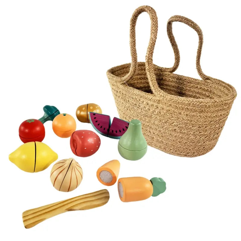 Wooden fruit and vegetables set