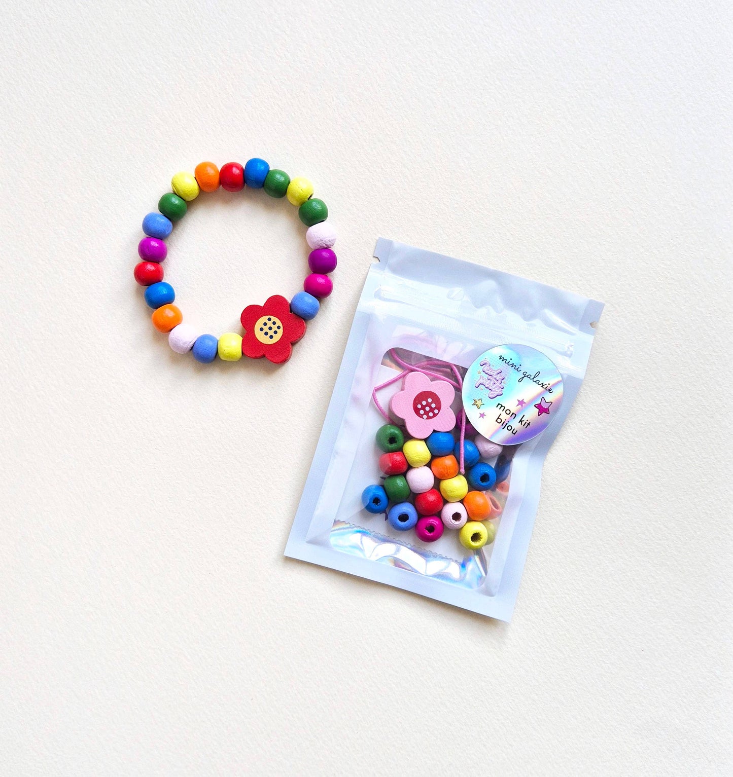Children's jewelry kit bracelet - wood flowers model🌺+ 1 tattoo