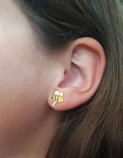Clip-on earrings for children - bee and dragonfly