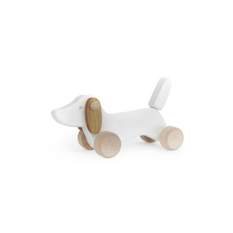 Small Dachshund on Wheels - Wooden Toy Dog