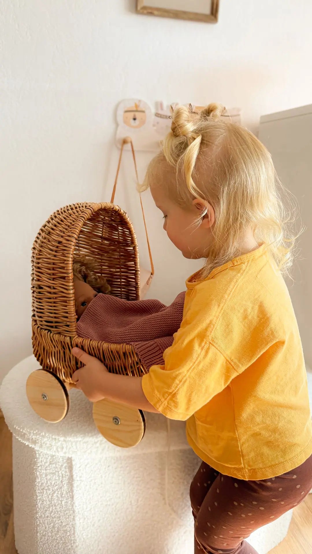 Small wicker doll pram